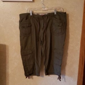 Olive colored cargo capris